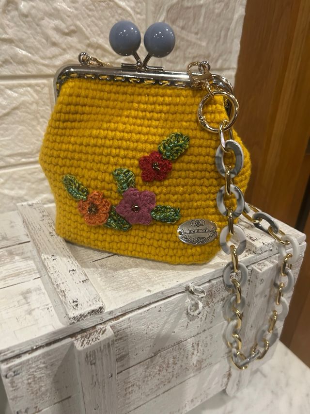 Bolso crochet amarillo - hecho a mano