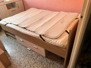Cama 140cm madera - cabecero blanco