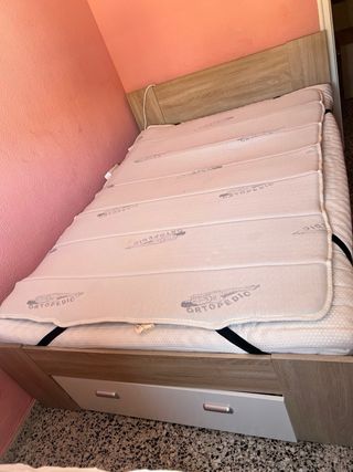 Cama 140cm madera - cabecero blanco