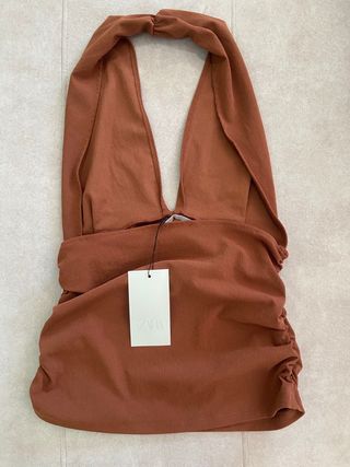 Top halter Zara marrón - Nuevo