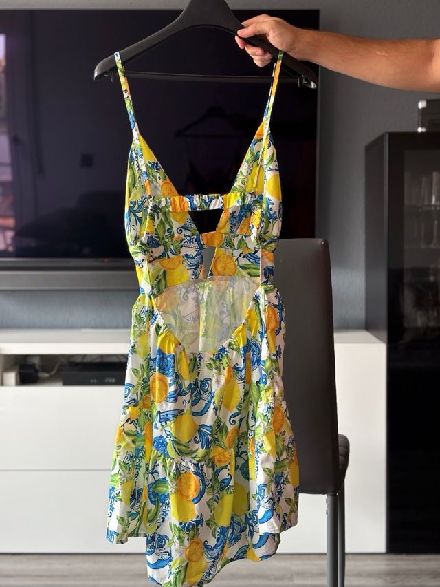 Vestido limones - Amarillo y azul