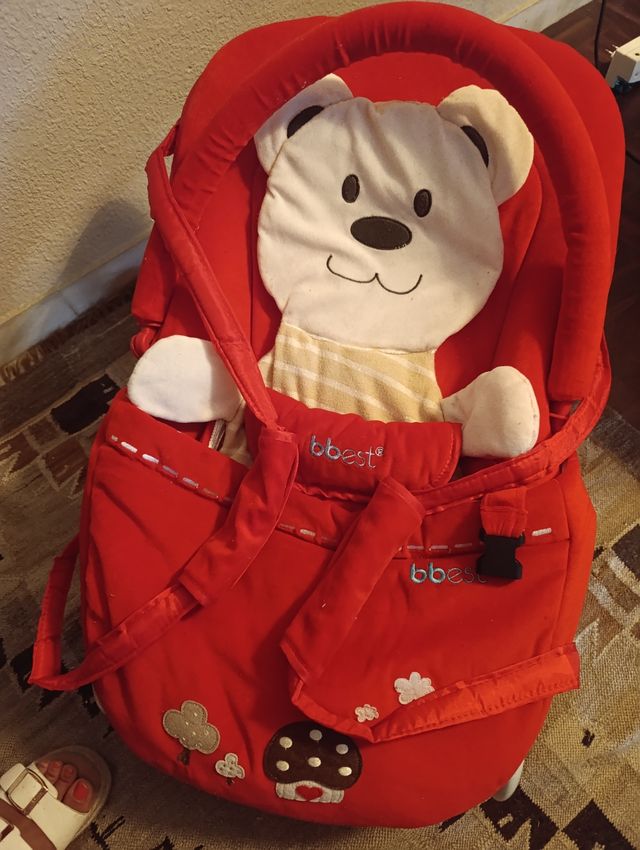 Hamaca Bebé Roja con Oso