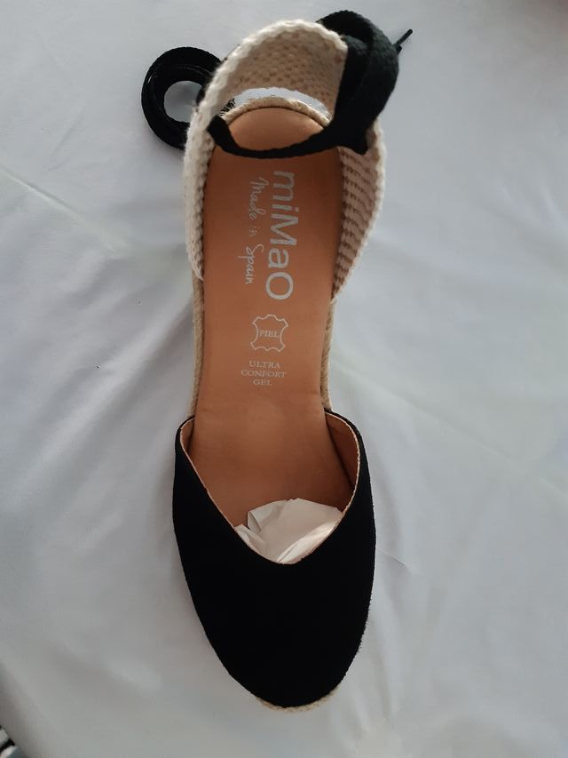 Sandalias cuña esparto negras como a estrenar