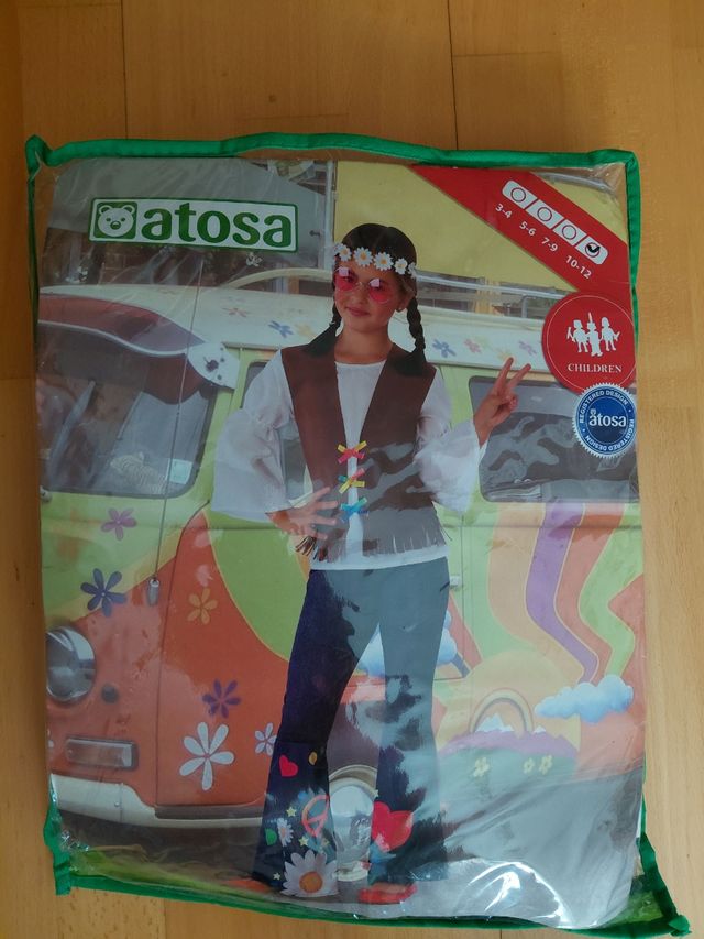 Disfraz Hippie niña Atossa 10años