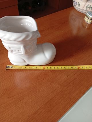Jarrón bota cerámica blanco