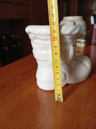 Jarrón bota cerámica blanco