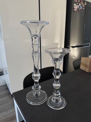 2 Candelieri Vetro Trasparente