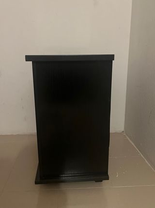 Vitrina negra con ruedas