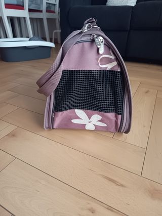 Transportín gato - Marrón con flores
