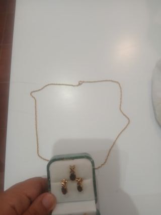Juego de collar y aretes chapado oro 18k