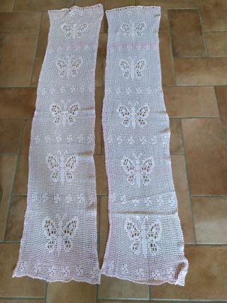 Tende a vetro uncinetto rosa - farfalle