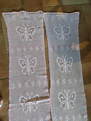 Tende a vetro uncinetto rosa - farfalle