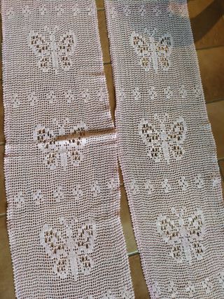 Tende a vetro uncinetto rosa - farfalle