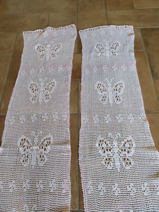 Tende a vetro uncinetto rosa - farfalle