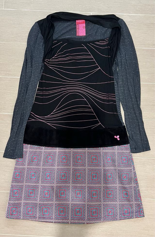 Vestido negro y rosa talla S