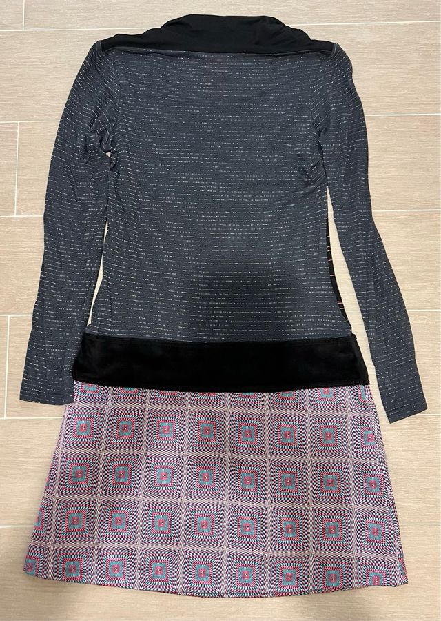 Vestido negro y rosa talla S