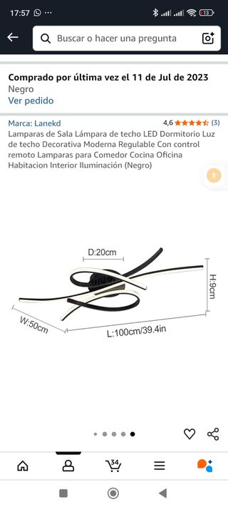 Lámpara techo LED moderna