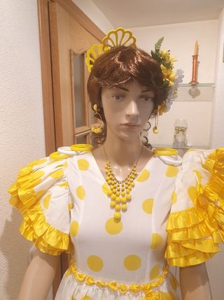 Vestido Flamenca lunares amarillo