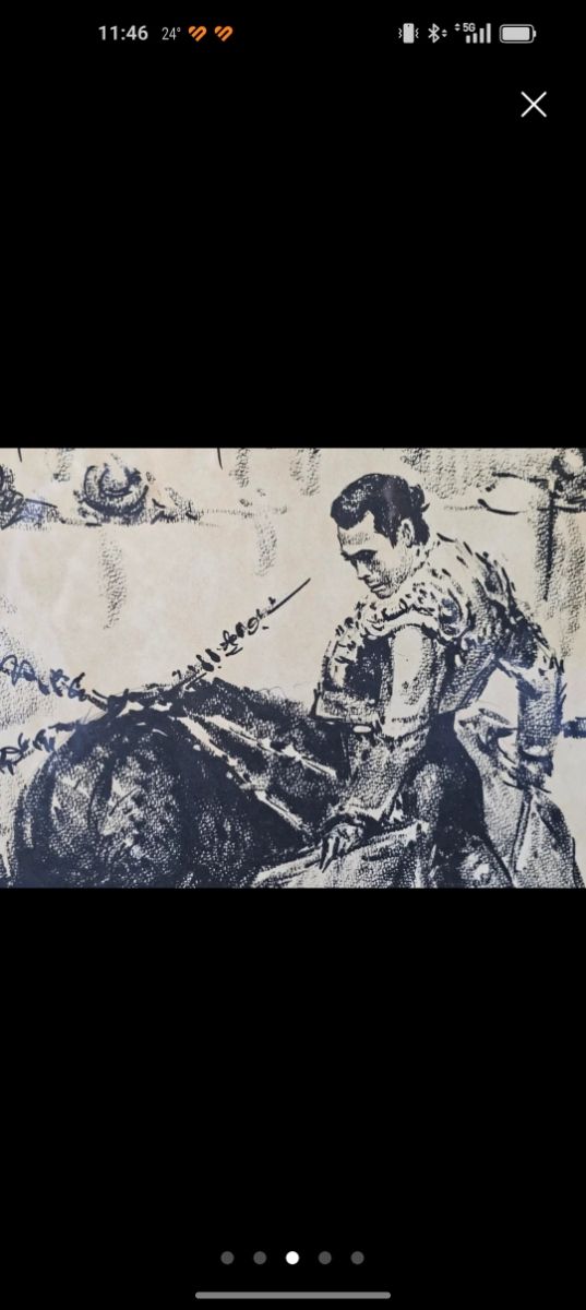 Pintura carboncillo lopez canito Curro Plaza Toros