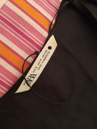 Vestido lino flecos ZARA - S
