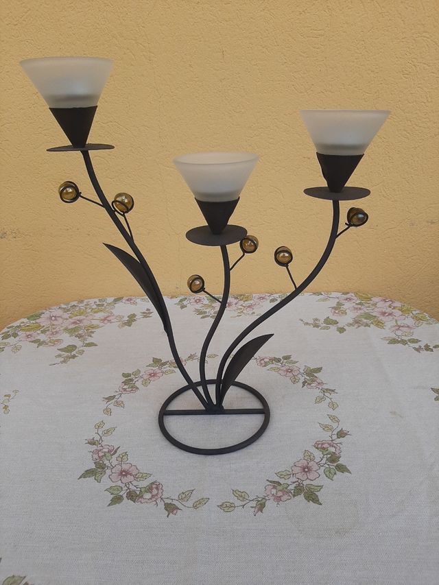 Candelabro 3 luci metallo vetro