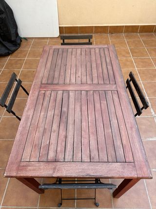Mesa jardín madera - 4 sillas