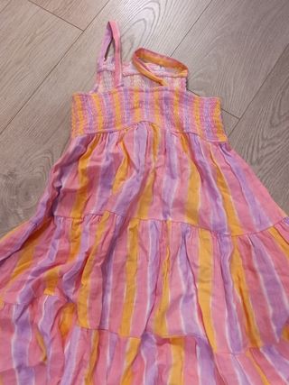 Vestido niña rayas naranja rosa violeta T. 11/12