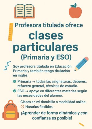Clases particulares de apoyo y refuerzo escolar