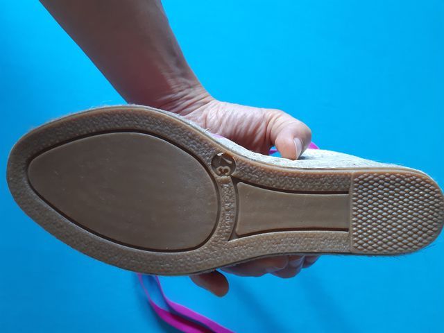 Sandalias cuña esparto rosa-beige 37