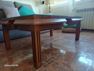 Mesa centro madera cristal