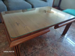 Mesa centro madera cristal