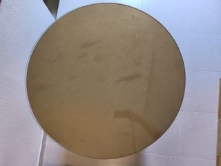 Mesa redonda beige - madera y cristal