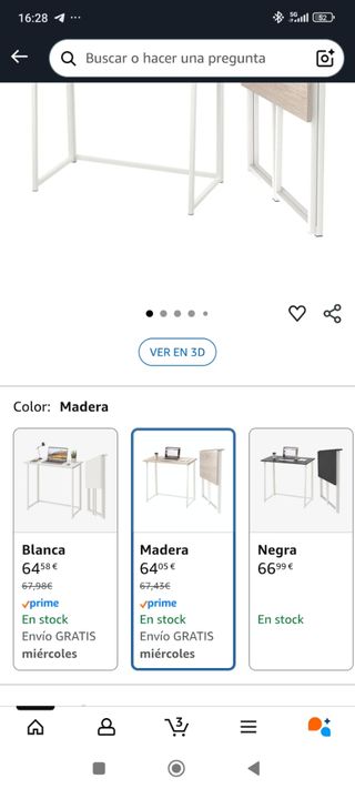 Escritorio plegable blanco y color madera