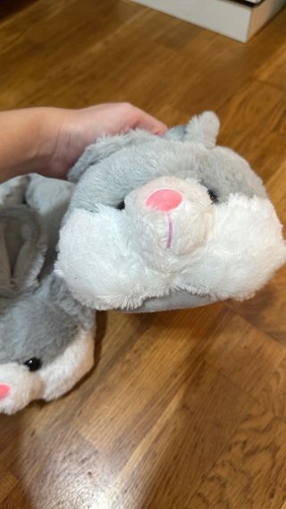 Pantuflas conejo gris - suaves Talla 36-37