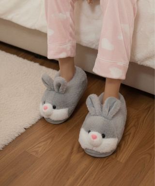 Pantuflas conejo gris - suaves Talla 36-37