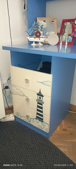 Mueble escritorio infantil azul