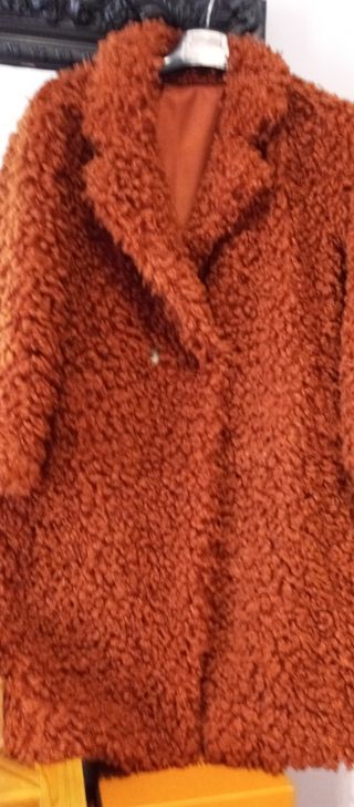 Cappotto eco-pelliccia arancio terra Siena