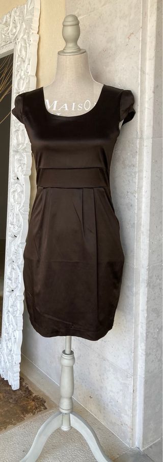 Vestido satén marrón talla S