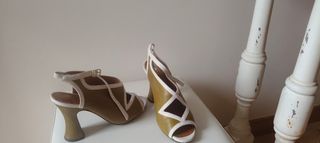 Zapatos tacón olive & blanco