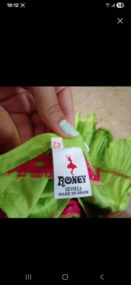 Traje Flamenca Rosa y Verde