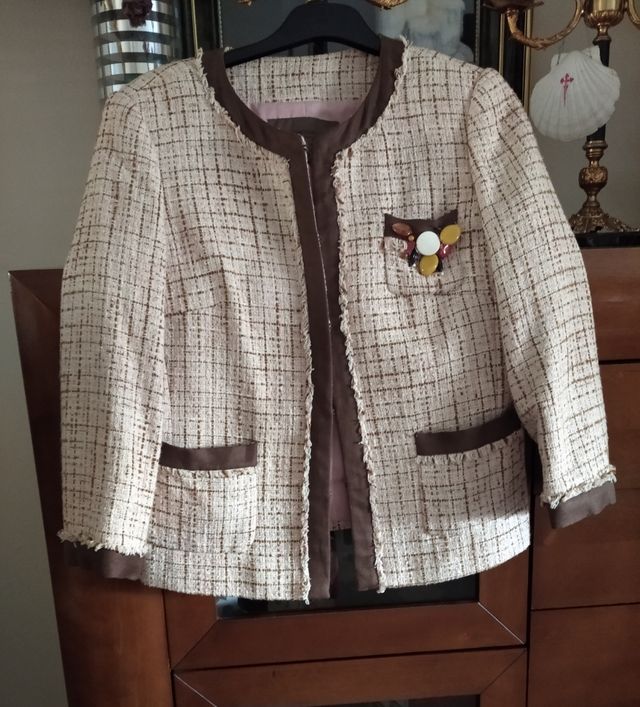 Chaqueta Cortefiel beige-marrón, talla L