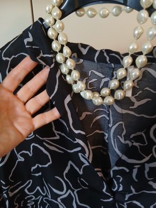 Camicia oversize fiori bianco-nero