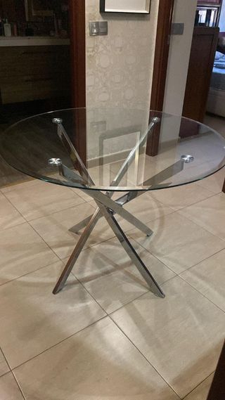 Mesa cristal redonda moderna de 1m de diámetro apr