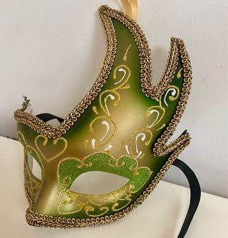 Máscara Veneciana - Verde y Dorado
