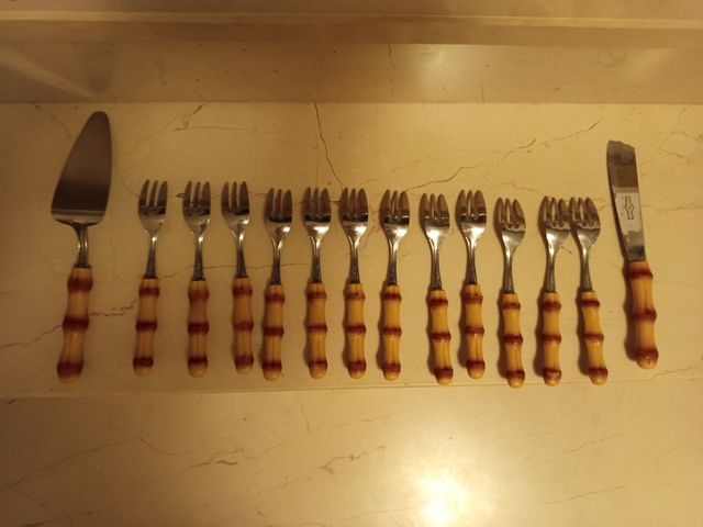 Set 10 posate vintage bamboo