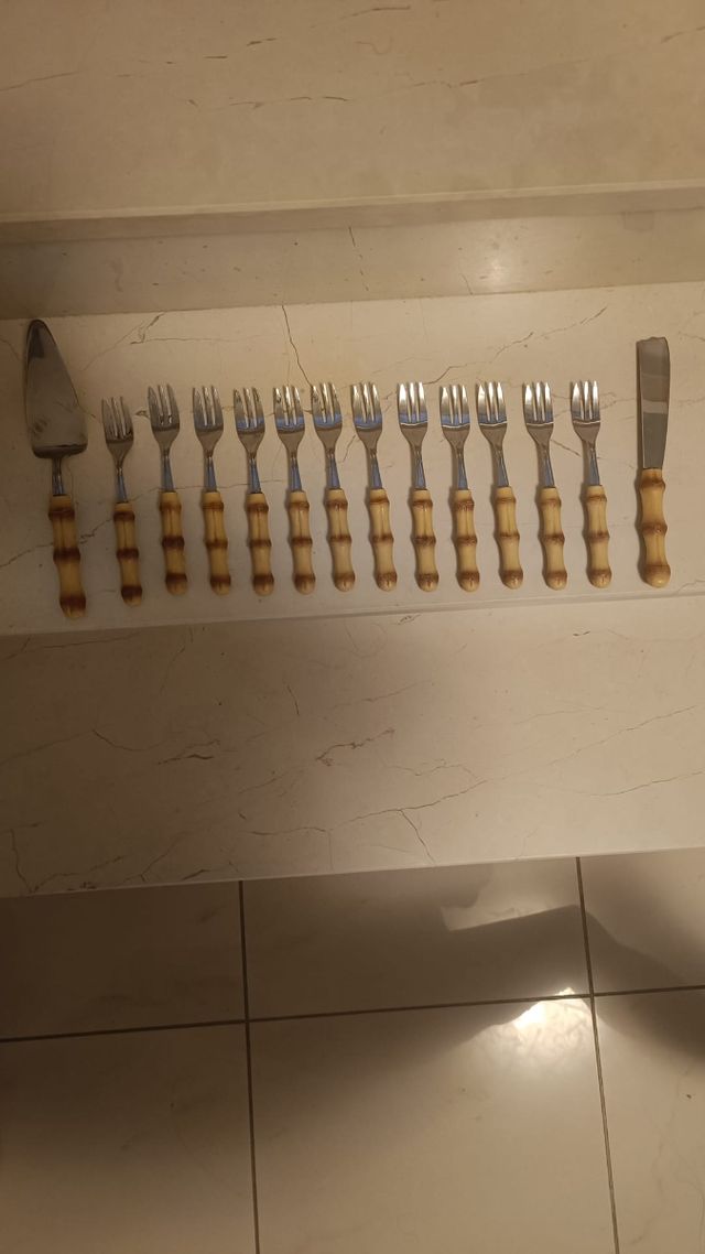 Set 10 posate vintage bamboo