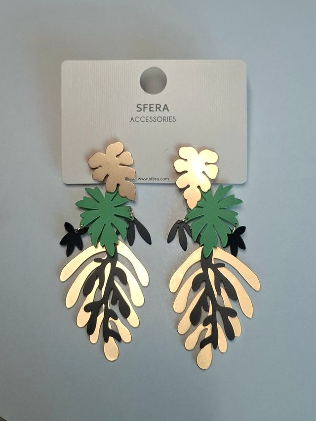 Pendientes Sfera dorados y verdes