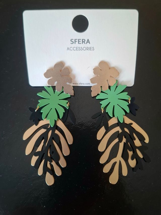 Pendientes Sfera dorados y verdes