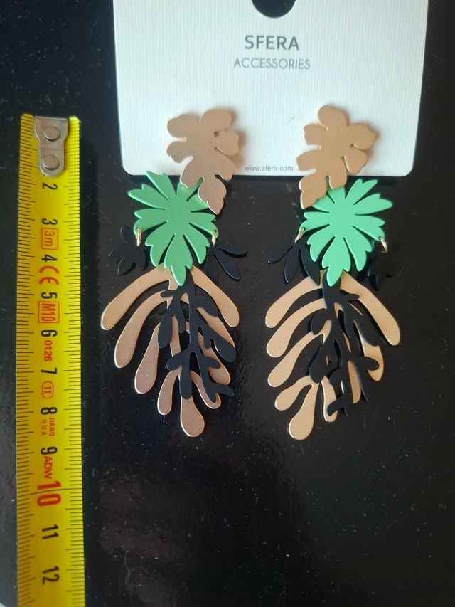 Pendientes Sfera dorados y verdes