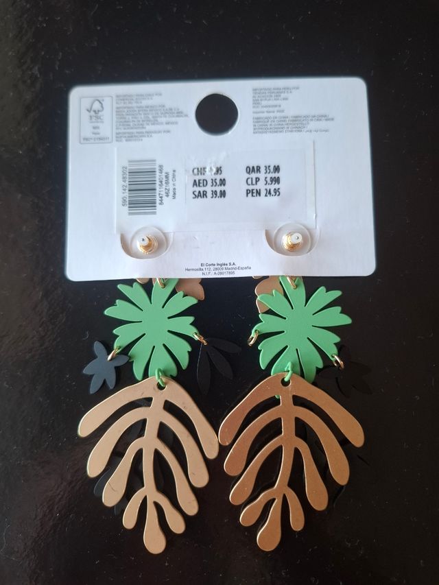 Pendientes Sfera dorados y verdes
